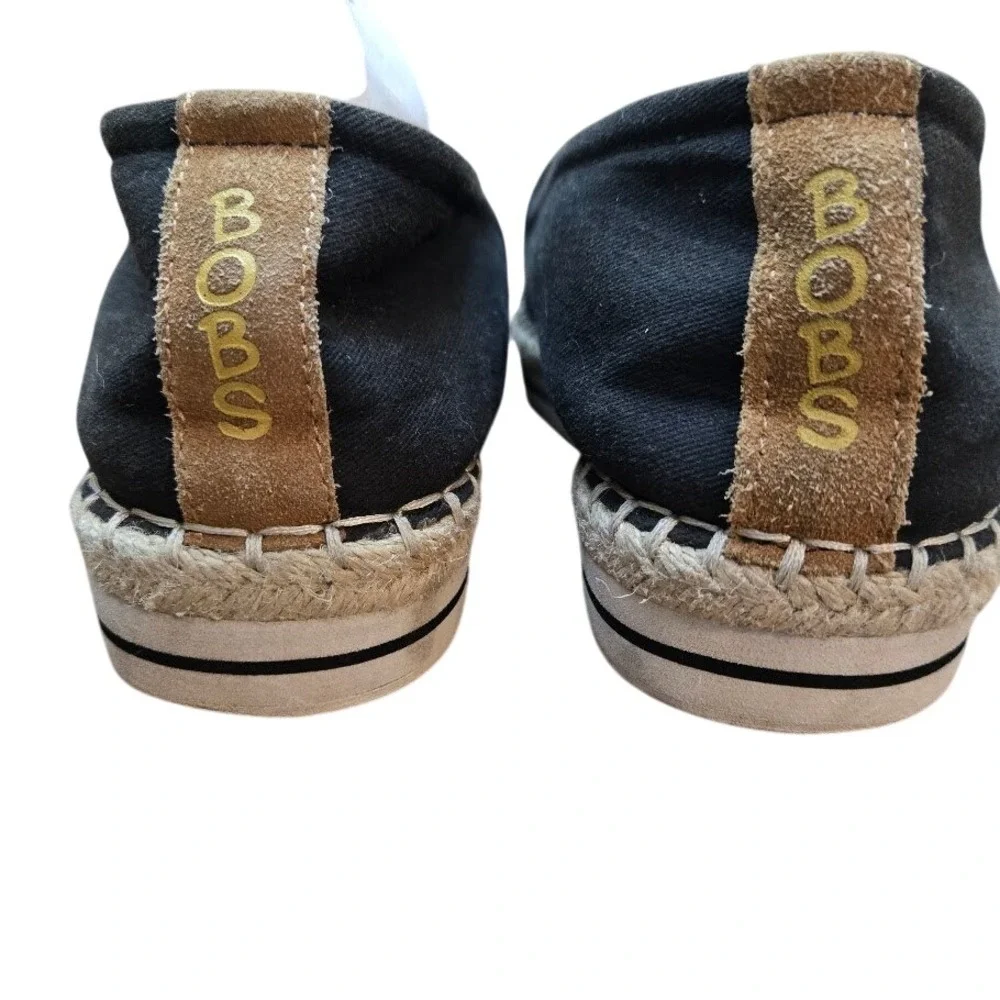 BOBS from Skechers Espadrille Slip On Flats‎ Casual Shoes Black Sz 8
